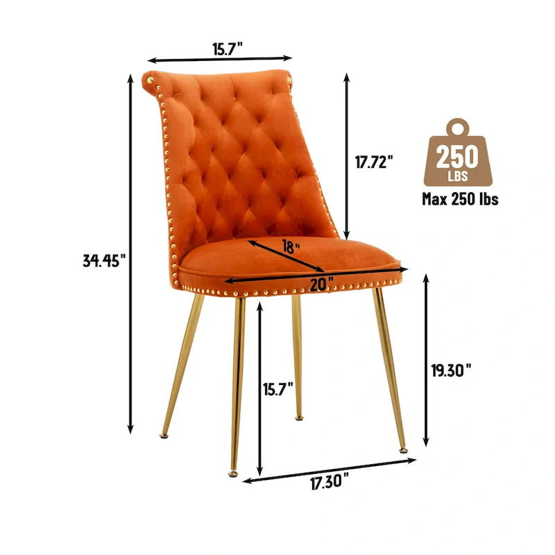 Clihome Modern Velvet Upholstered Featured Dining Chairs (Set of 2)