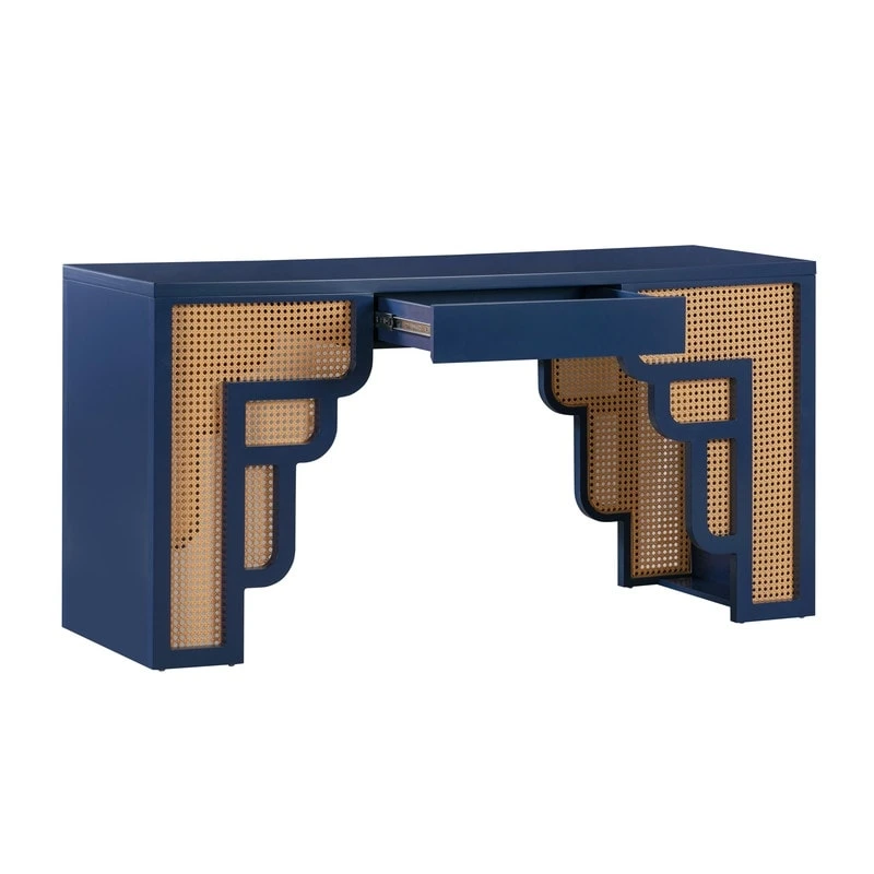 Suzie Wood and Rattan 1 Drawer Desk