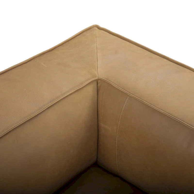 Brown/Light Brown Genuine Aniline Leather Sofa, Square Arms, 100