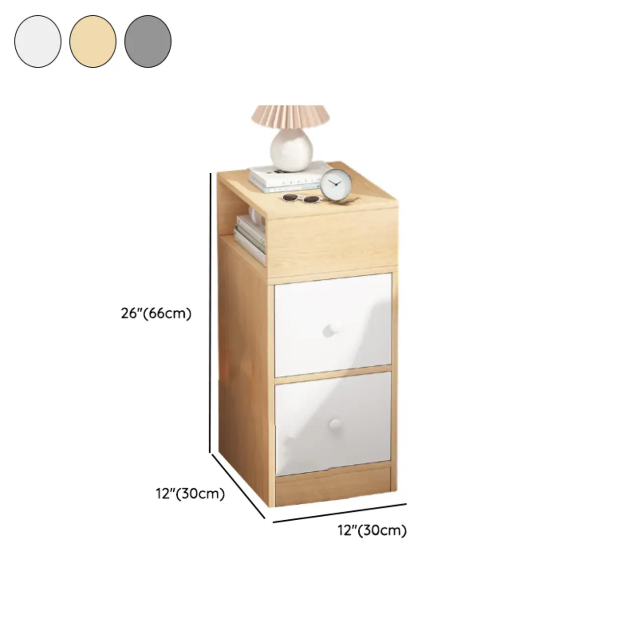 Natural Finish Casual Engineered Wood 3 Drawer Nightstand