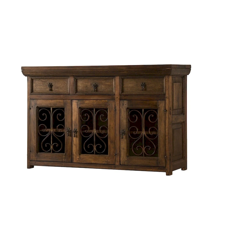 Handmade Solid Reclaimed Barn Wood & Wrought Iron Hardware Buffet & Sideboard 54 Width