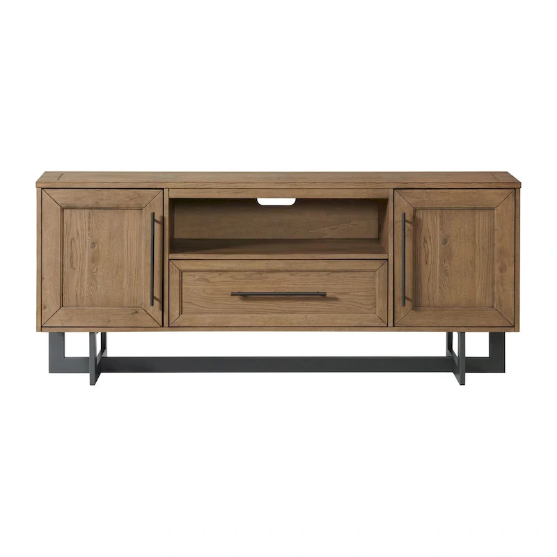 Eden 70 Wide Media Console with Open Center Drawer, Rustic Dune