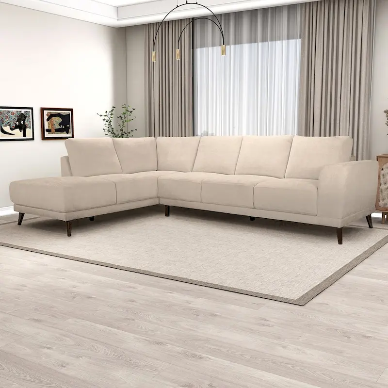 Cozy Nook Mid-Century Modern Performance Fabric Sectional Sofa