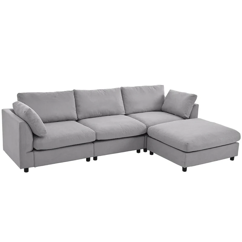 Merax Upholstery Convertible Sectional Sofa, L Shaped Couch with Reversible Chaise