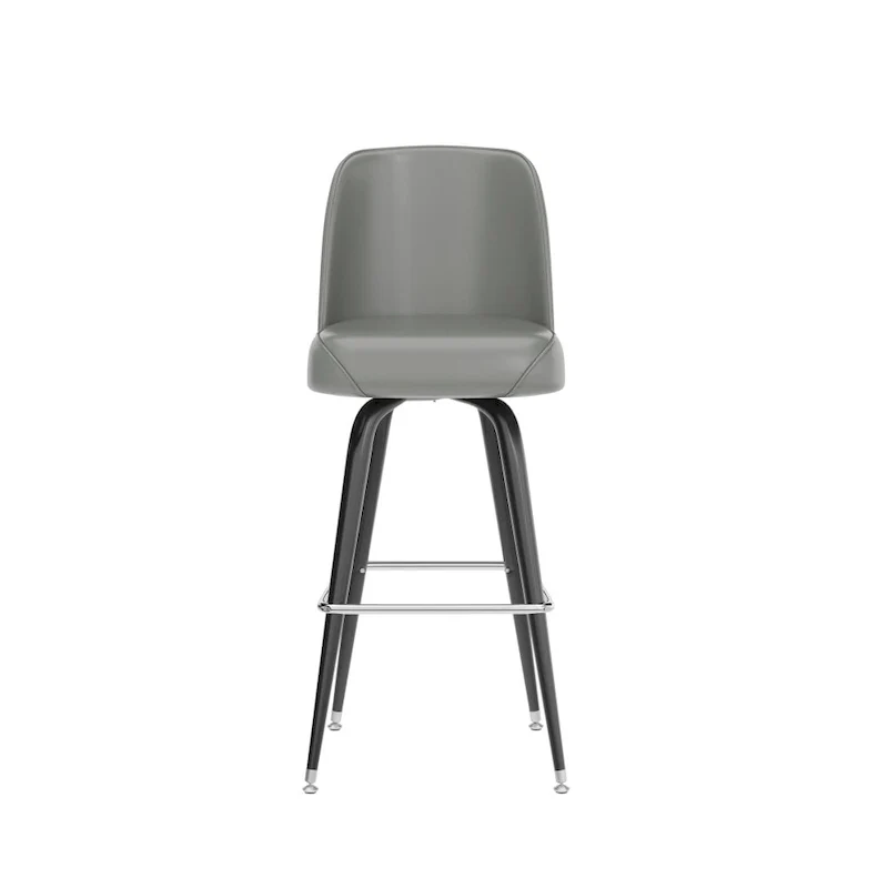 Metal Barstool with Swivel Vinyl Upholstered Bucket Seat and Footrest - 18.5D x 18.5W x 42.5H