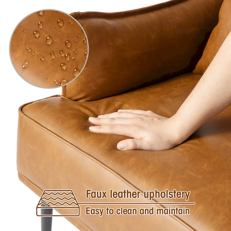 Glitzhome Set of 2 29.5 W Mid-Century Modern Leatherette Armchairs With Side Pocket - 29.5  W x 32  H x 28.75  D