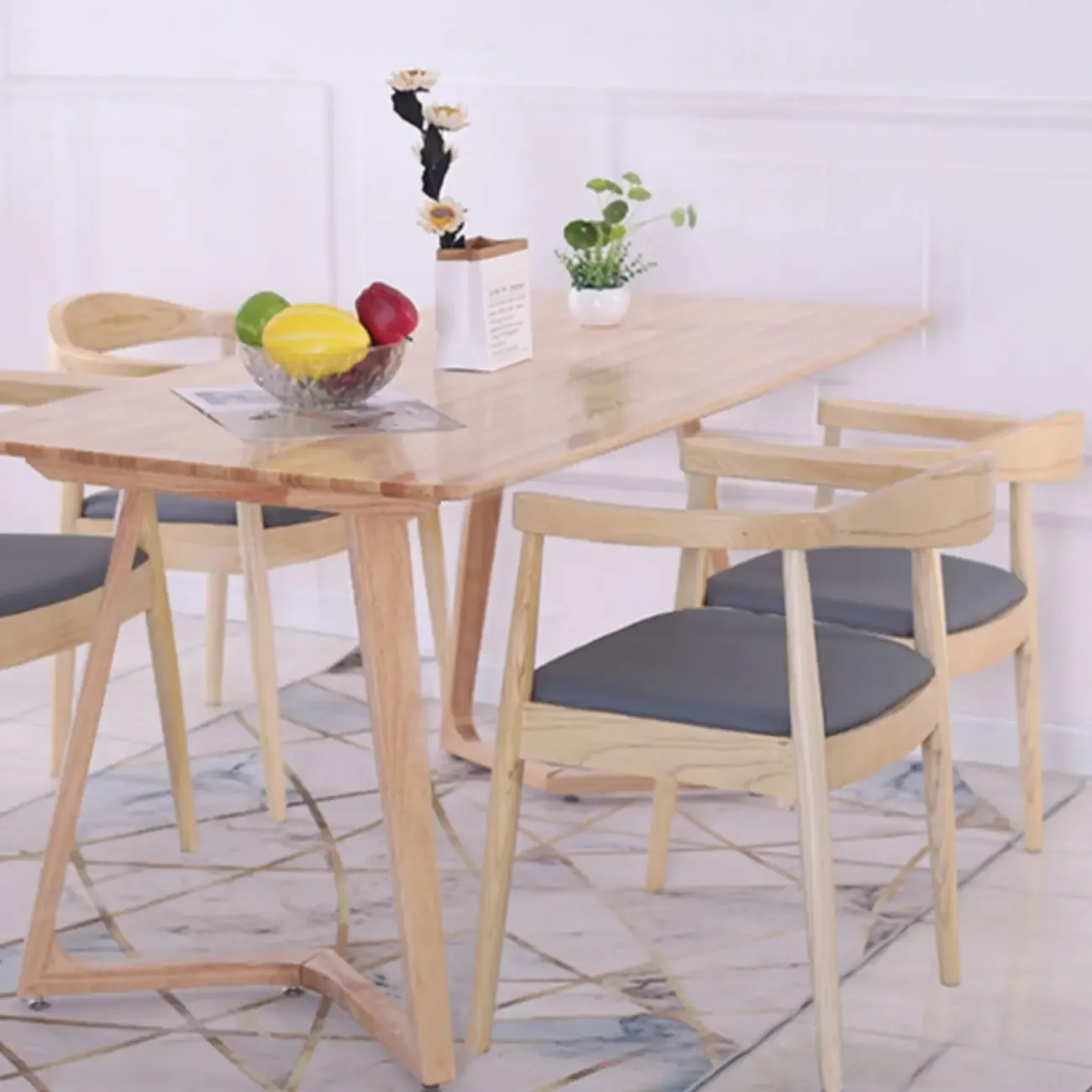 Brown Upholstered Dining Chair with Armrests