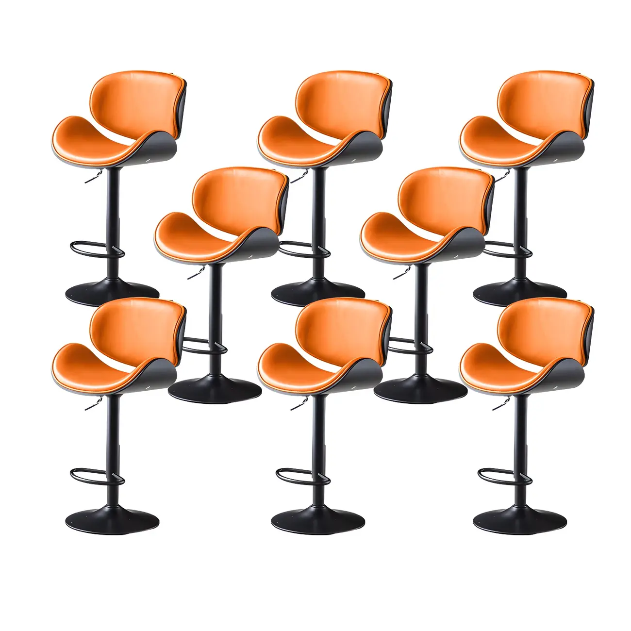 Arched Blackish Green Leather Swivel Adjustable Bar Stool