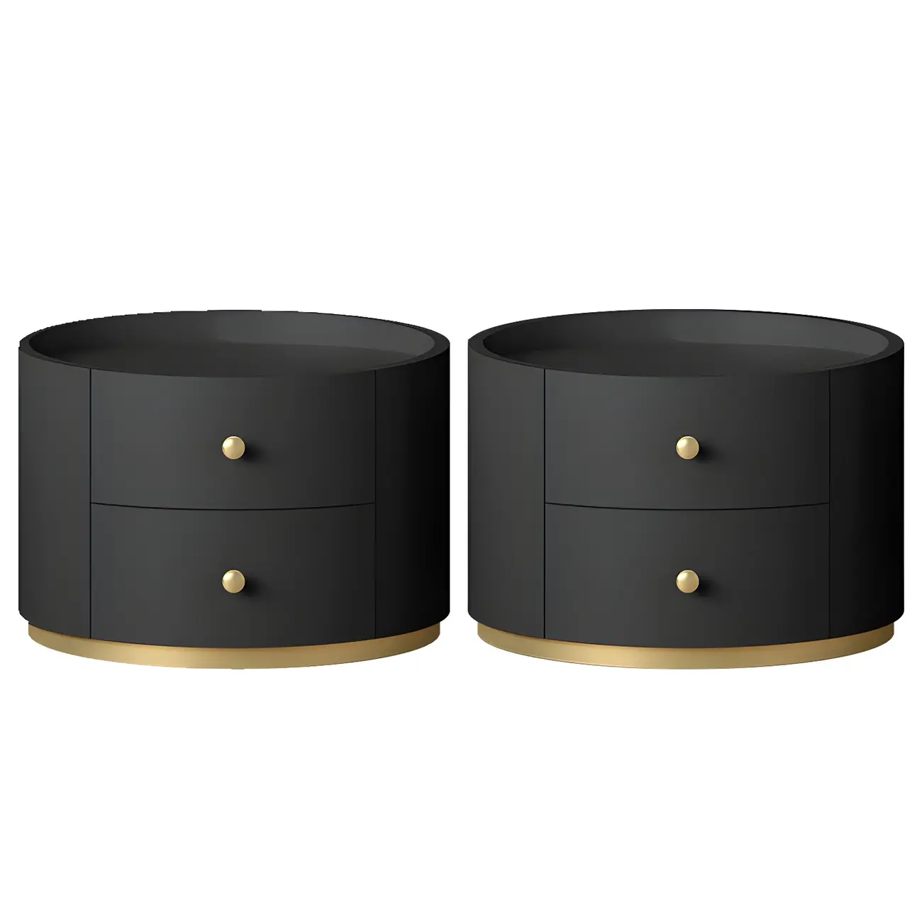 Glam Manufactured Wood Round 2-Drawer Nightstand