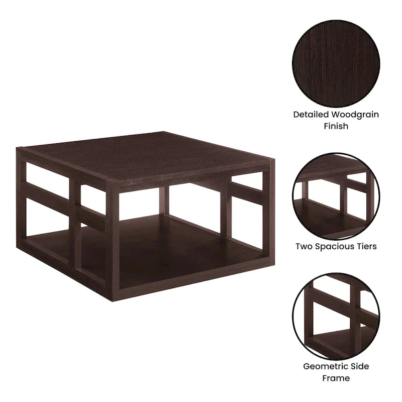 Convenience Concepts Monterey Square Coffee Table with Shelf