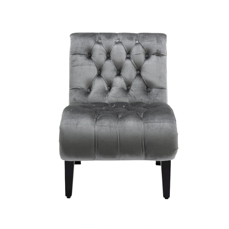 Velvet Armless Accent Chair, Button Tufted Slipper Chair, Side Chair, Lounge Chair
