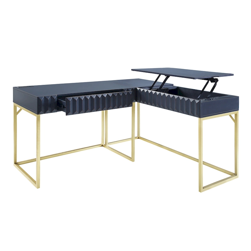 Bird Glam Metal Lift-top L-Shaped Computer Desk with USBs by Furniture of America