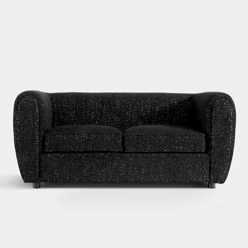 Furniture of America Vanessa Modern Curved Arms Boucle Loveseat Couch, Small Sofa with Seat Cushion and Wooden Legs