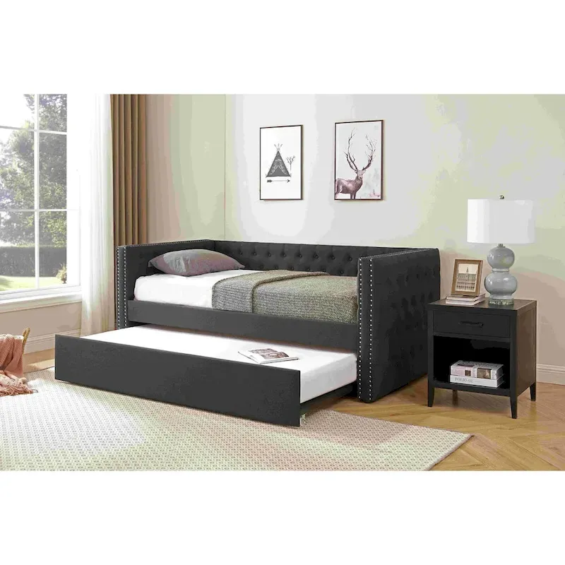 Upholstered Daybed with Trundle