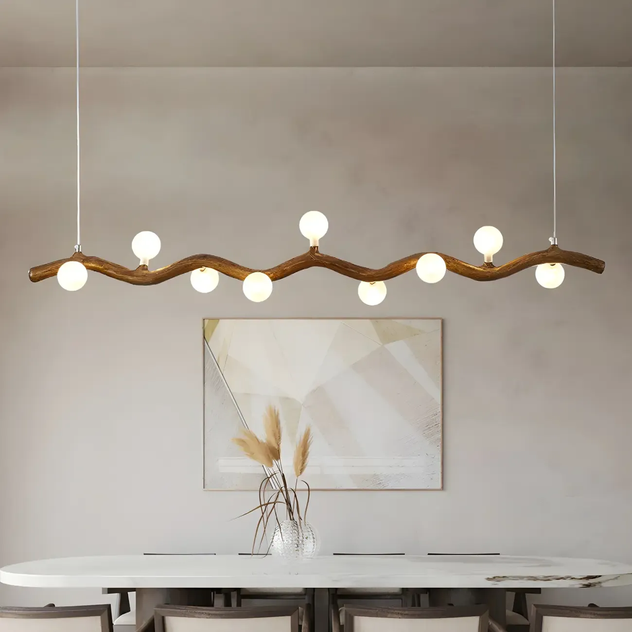 Modern Brown Glass Linear Island Pendant Light
