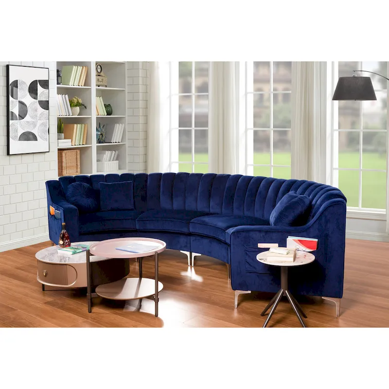 Velvet Symmetrical Modular U Shaped Curved Corner Sectional Sofas - 141  Wide