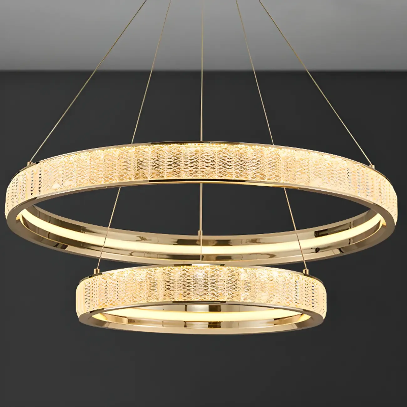 Luxury Gold Ring Crystal Elegant LED Chandelier