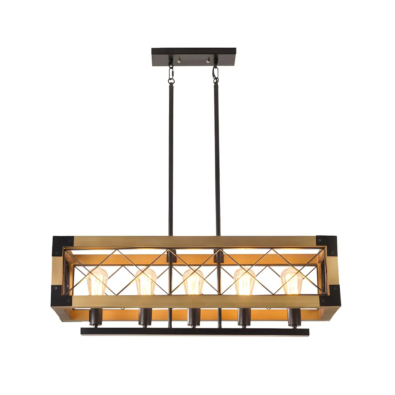 Industrial Black Metal 5-Light Island Pendant Light