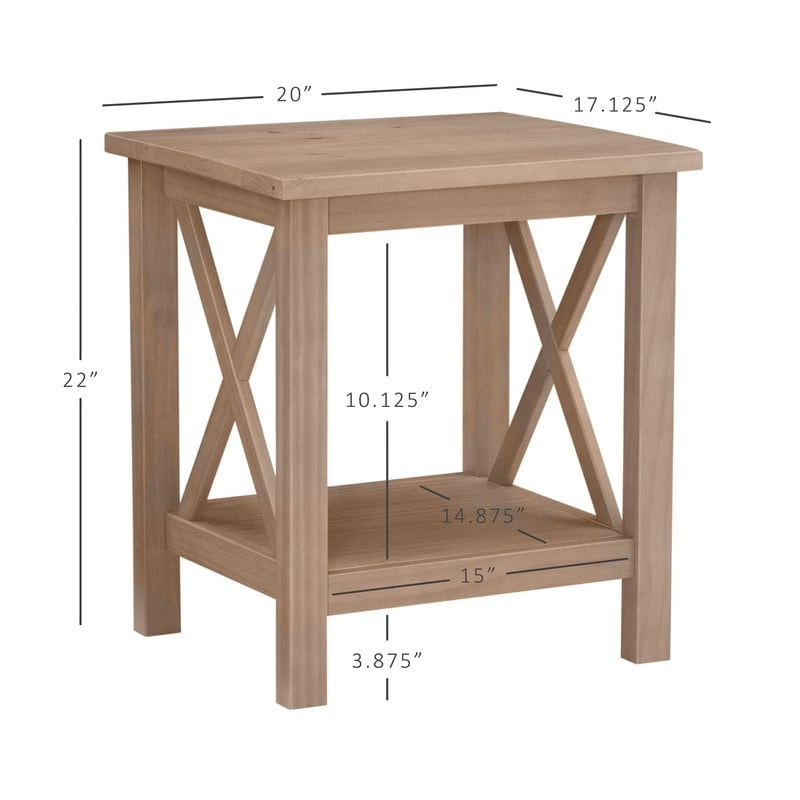 Ripplewood Farmhouse X-Base Side End Table