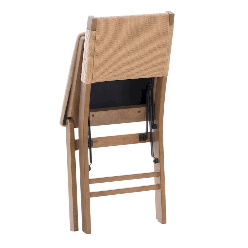 Wood Rope Folding Dining Chair (Set of 2)
