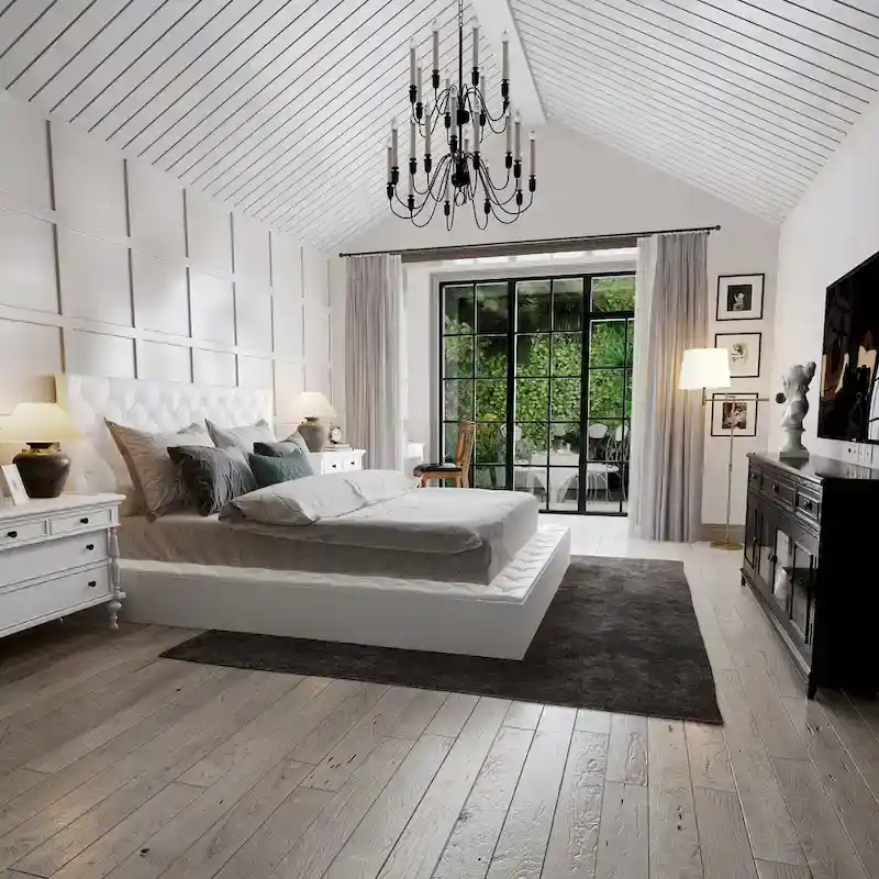 LED Queen/King Bed Frame with Tufted Headboard Bedroom Furniture