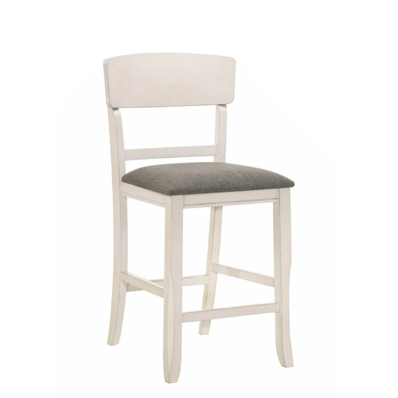 2pc Transitional Upholstered Counter Height Dining Chair Bar Stools Brown Finish Wooden Furniture