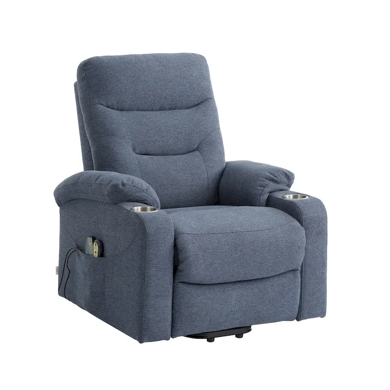 Clihome Soft Upholstered Electric Massage Recliner with Cup Holder
