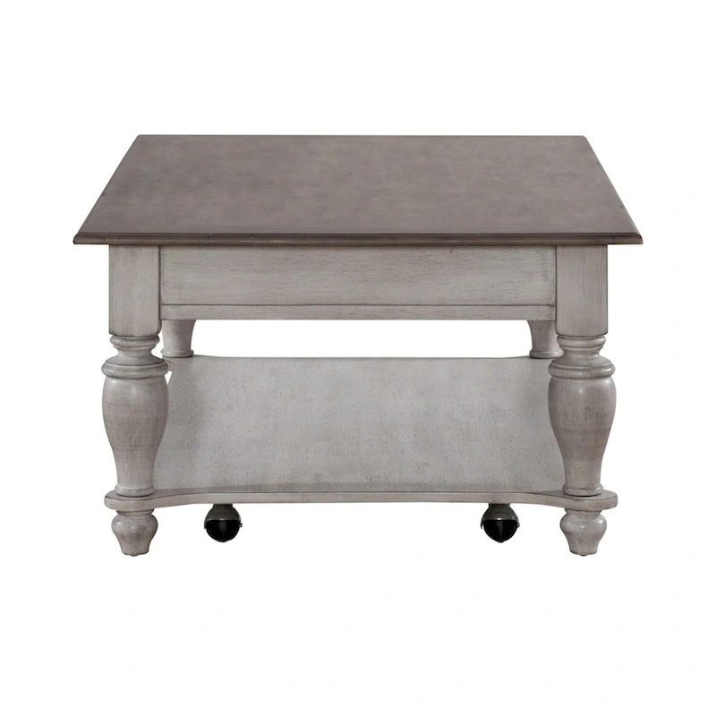 Ocean Isle Antique White & Weathered Pine Rectangular Cocktail Table