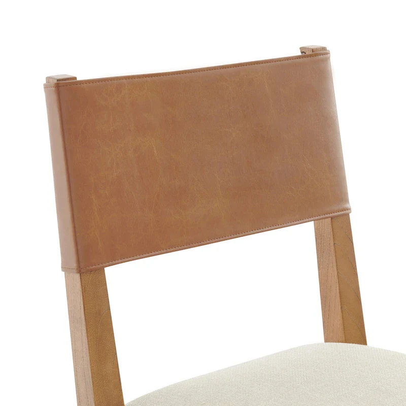 Faux Leather/ Linen Dining Side Chair, (Set of 2)