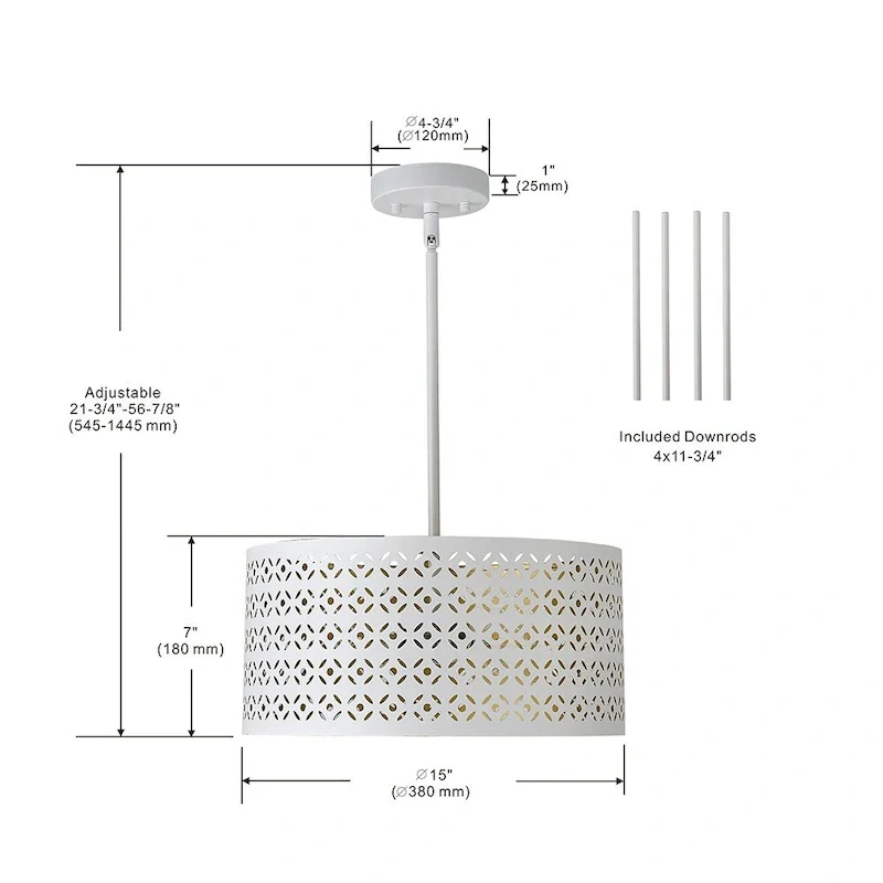 15 inch 3 light white and gold etch ceiling mount light