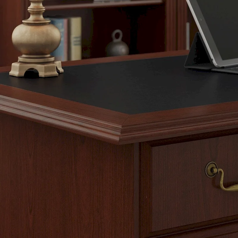 Bush Furniture Saratoga Executive Desk, Lateral File Cabinet and Two 5 Shelf Bookcases in Harvest Cherry