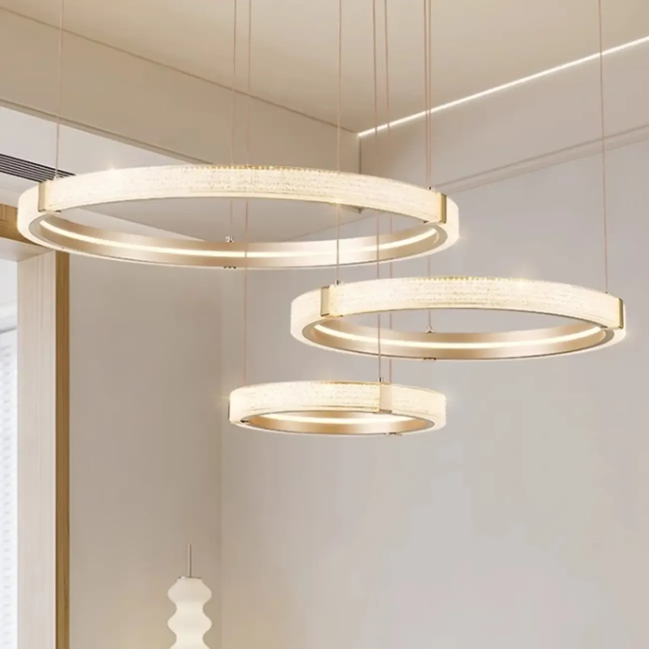 Gold Circular Crystal Ring Modern Chandelier Light