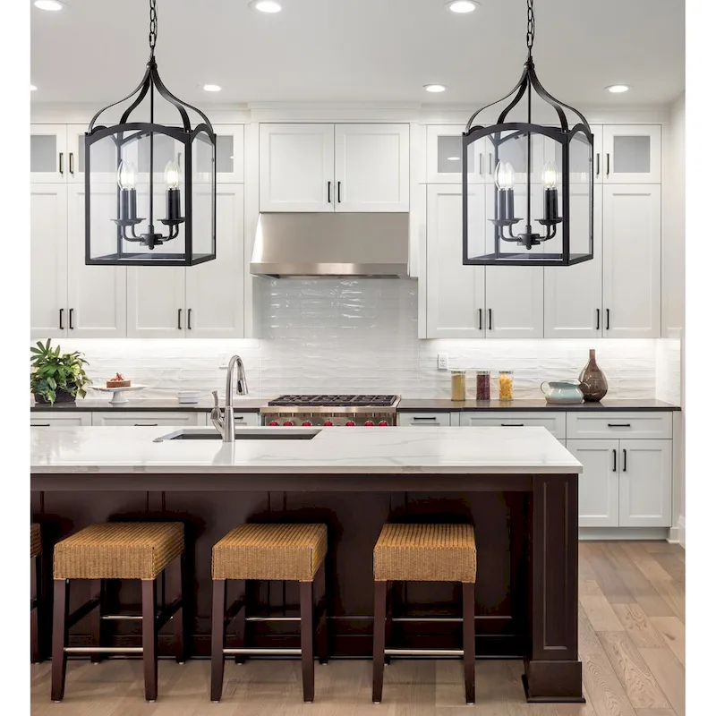 Ruth 11  4-light Lantern Metal/Glass LED Pendant by JONATHAN Y