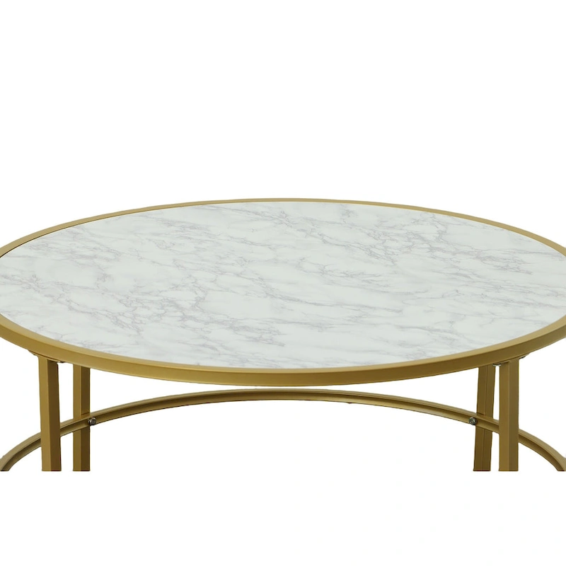 Carolina Living Verazano Faux Marble Top 36 Round Coffee Table - Gold