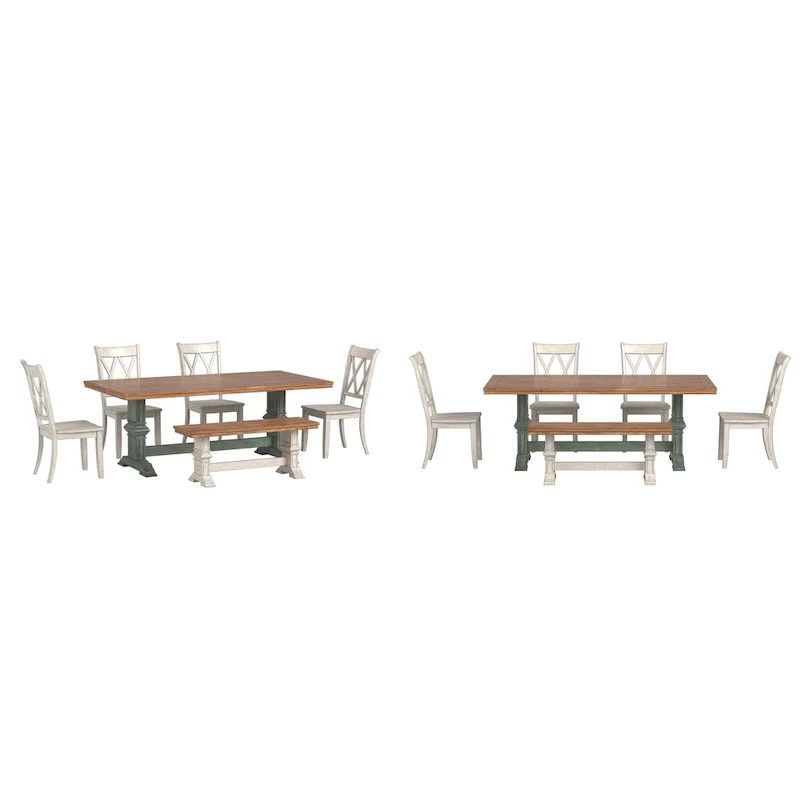 Ronda 78.7 Rectangular Solid Wood Top Dining Set with X-Back Chairs