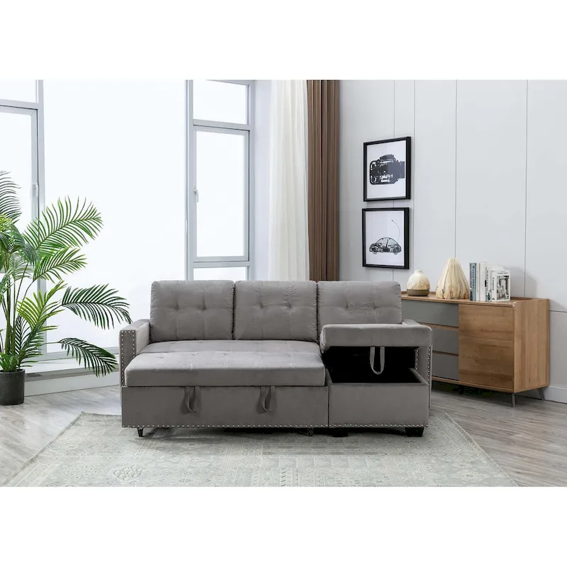 Classic and Cozy L-shape Pull-out Sleeper Sectional Sofa