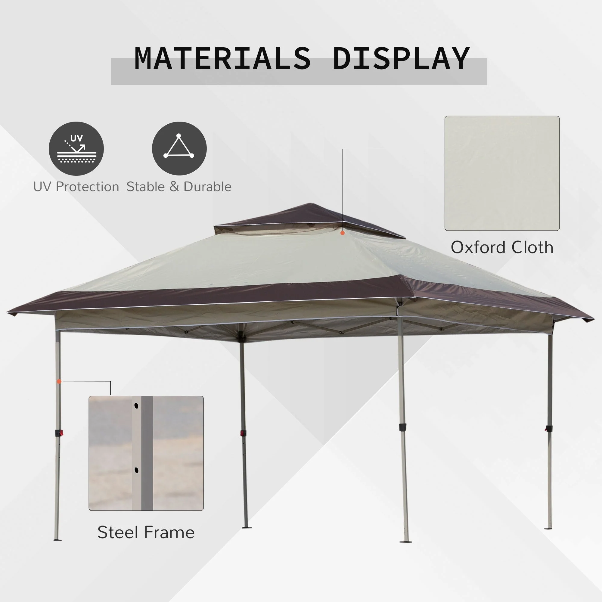 Outsunny 12' x 12' Pop Up Canopy Sun Shade Instant Tent Folding with Mesh Sidewall Netting, 3-Level Adjustable Height