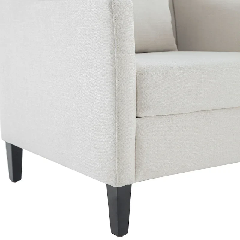 Beige Upholstered Tufted Accent Chair with Lumbar Pillow