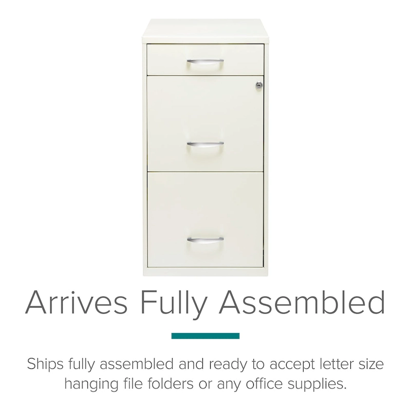 Space Solutions 18 Deep 3 -drawer Organizer File Cabinet, Off-White