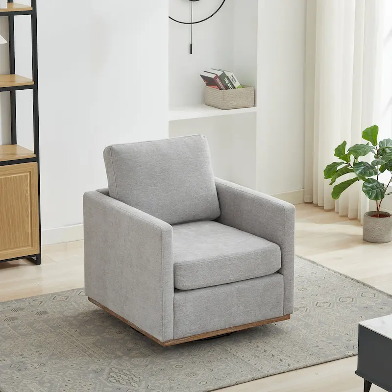 Square Upholstered Swivel Accent Chair