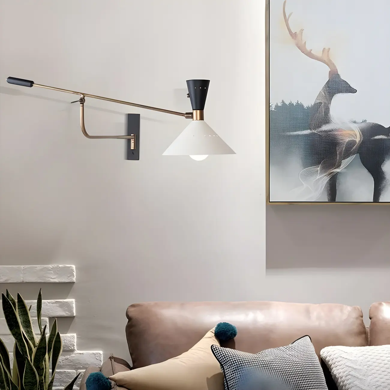 Modern Iron Shade Metal Swing Arm Wall Light