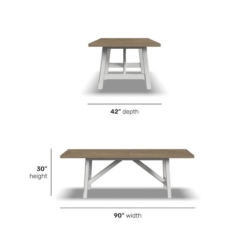 Melody White Wood Rectangular Dining Table - 90 x 30 x 42