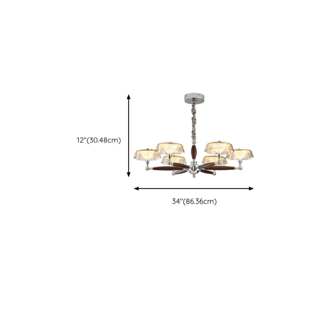 Brown Linear Wood Glass Modern Crystal Chandelier Light