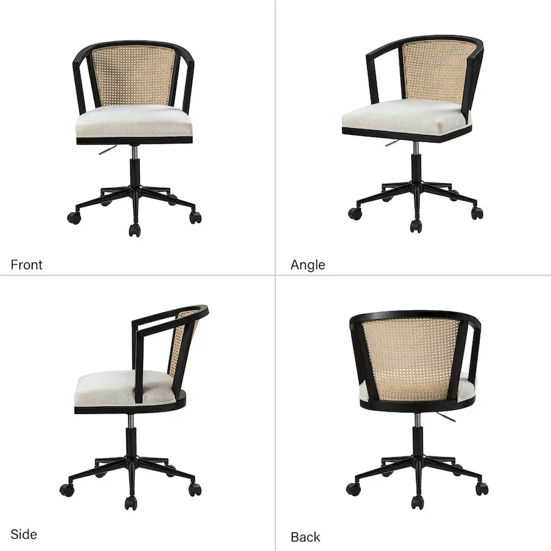 Ingrid Modern Rattan Swivel Height Adjustment Office Chair by