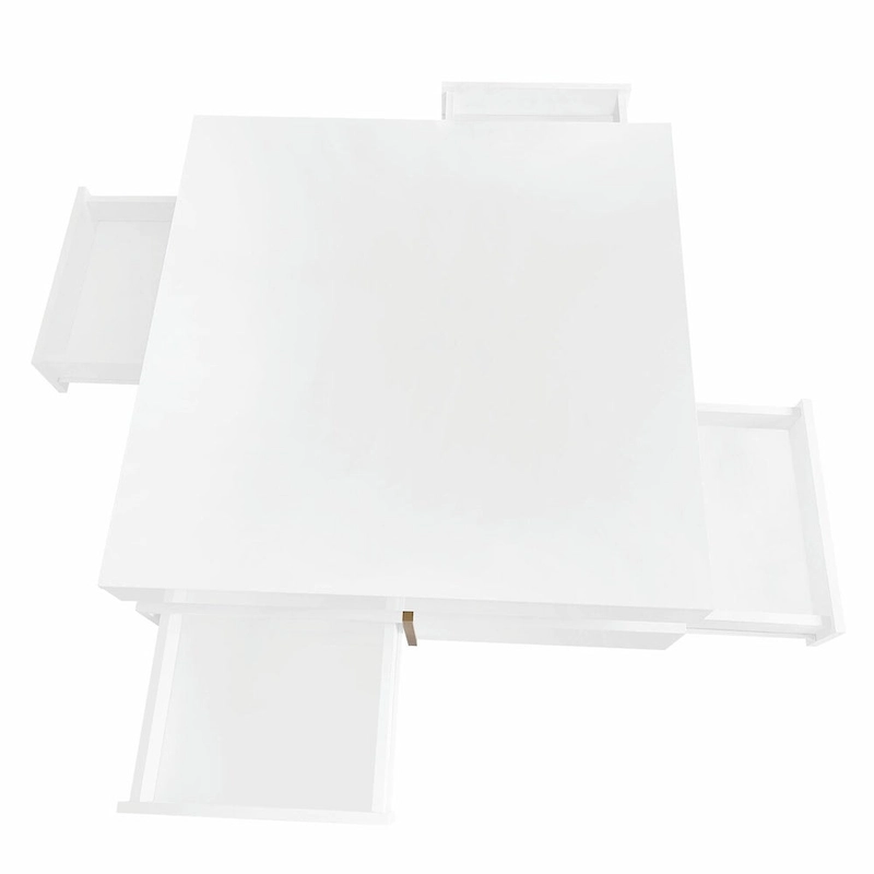 Stylish High Gloss Coffee Table with 4 Drawers