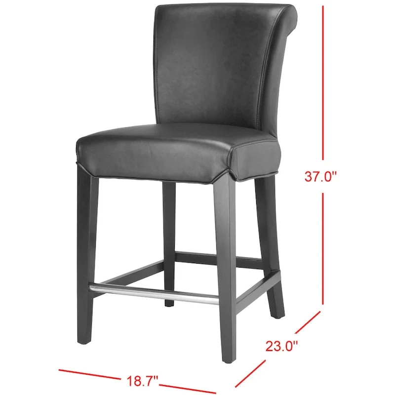 Black Faux Leather 23-inch Counter Stool - 18.7 W x 23 D x 36.4 H - 19Wx23Dx36H