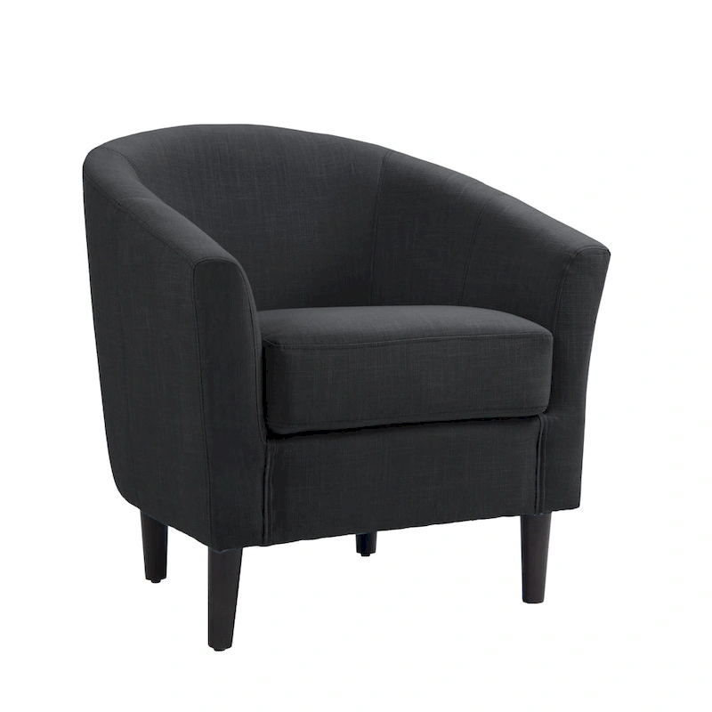 Upholstered Modern Barrel Accent Chair with Wood Legs