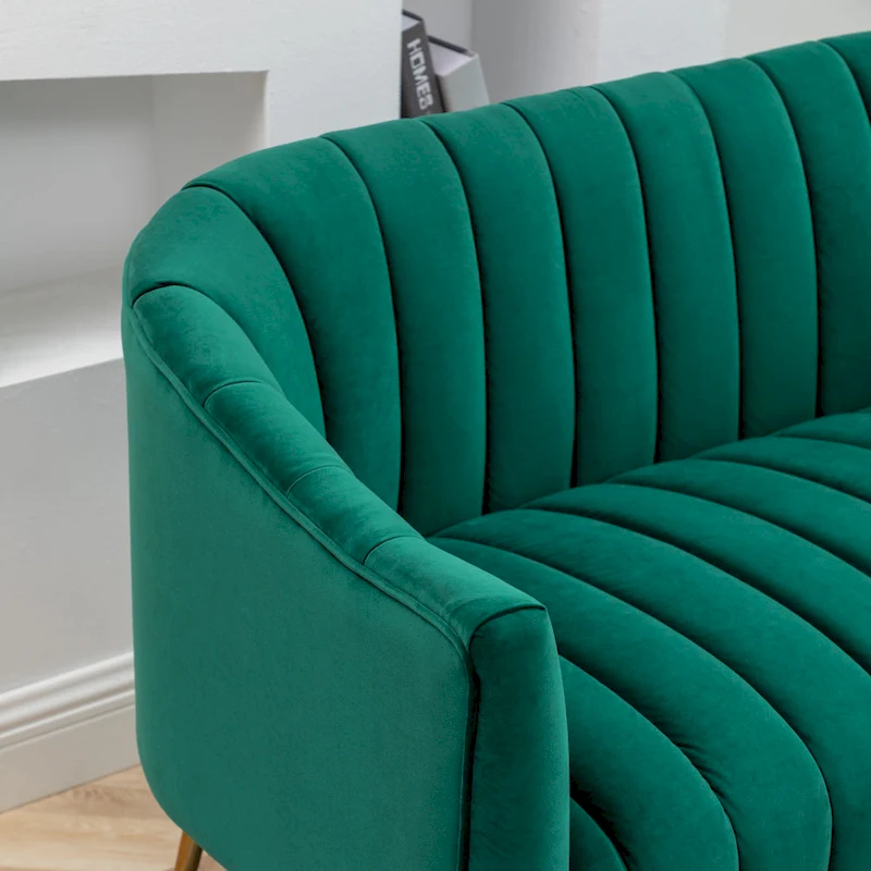 SEYNAR Modern Glam Comfy 50 Metal Legs Curved Sofa 2 Seaters Loveseat with Tufted Back