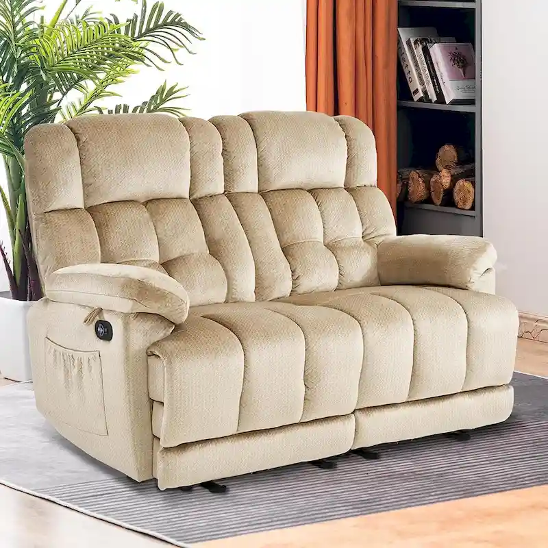 Power Reclining Loveseat, Red/Grey/Beige/Blue/Brown, Heat & Massage, Seats 2