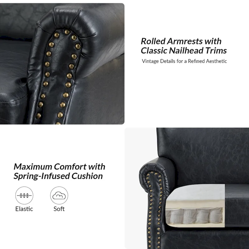 Levi Vegan Transitional Armchair with Rolled Arms Set of 2